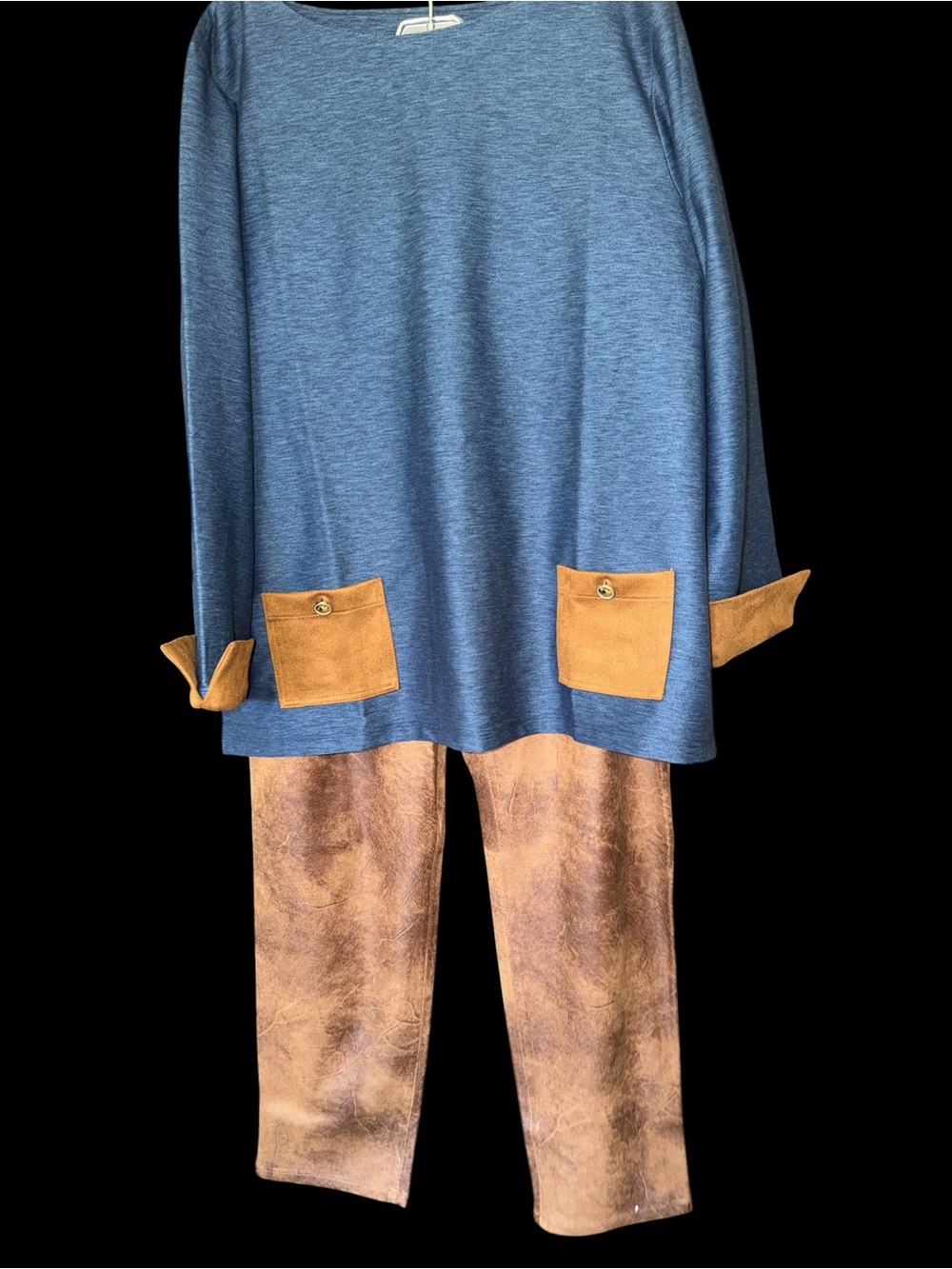 Chico’s NWT 2 Piece Outfit Blue Faux Suede Tunic & Pants XXL/18